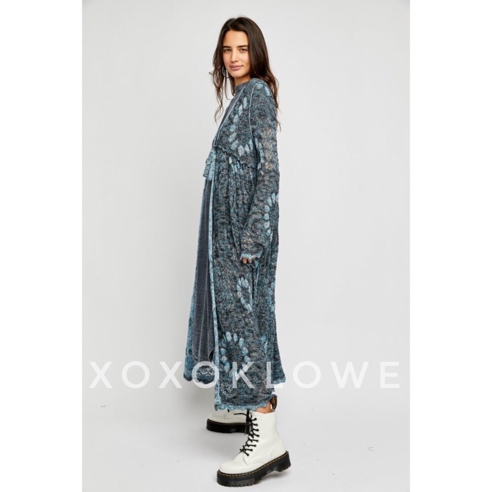 Free People Sea Spirit Tie Front Longline Cardigan | Deep Sea Color | NWT - Picture 8 of 12